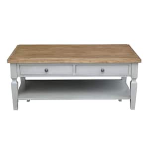 Vista 48 in. Hickory/Gray Large Rectangle Wood Coffee Table with Drawers