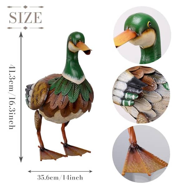 Metal Mallard Duck Decorations for Outdoor Decor, 16 in. Duck