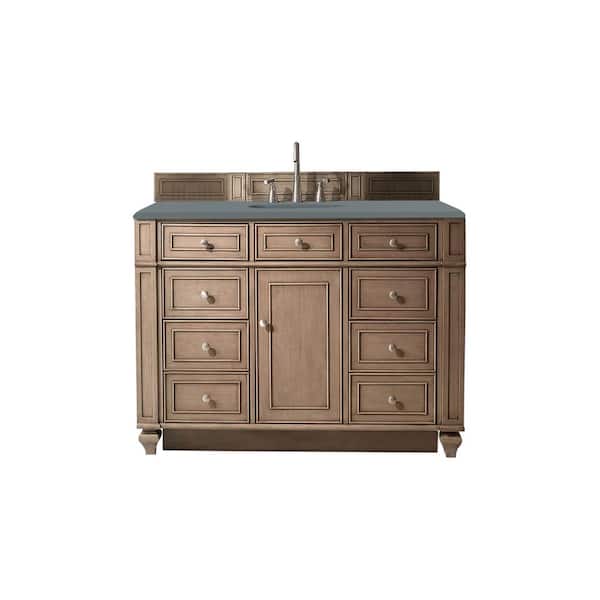 James Martin Vanities Bristol 48 in. W x 23.5 in. D x 34 in. H Bathroom Vanity in Whitewashed Walnut with Cala Blue Quartz Top
