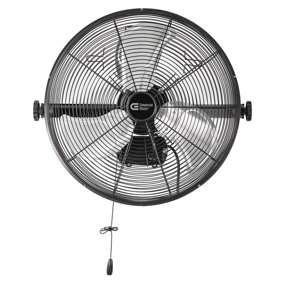 18 in. 3 Speeds Wall Mount Indoor/Outdoor Fan with Adjustable Tilt in Black