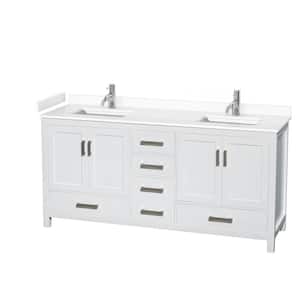 Sheffield 72 in. W x 22 in. D x 35 in. H Double Bath Vanity in White with White Cultured Marble Top