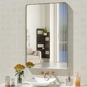 24 in. W x 36 in. H Rectangular Aluminum Alloy Framed Rounded Modern Sliver Wall Mirror