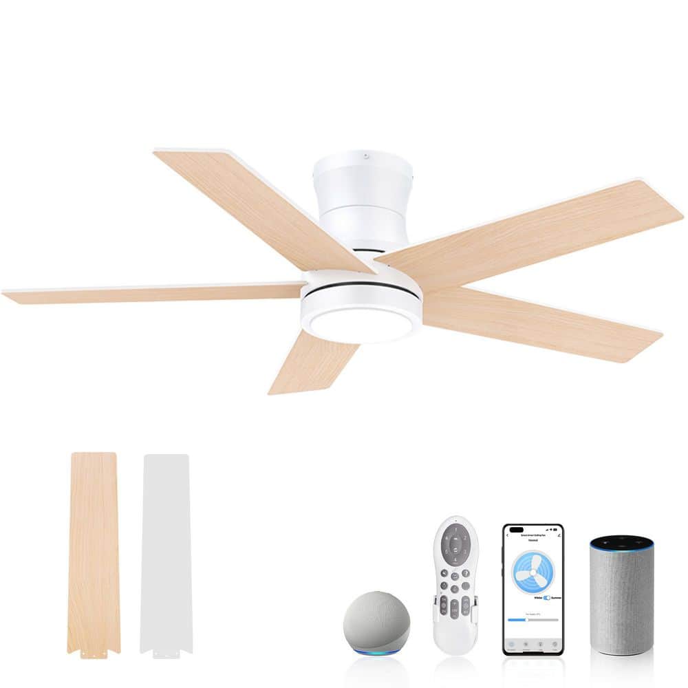 42 in.Smart Outdoor Indoor White Flush Mount Ceiling Fan with Lights Remote,Controll With WIFI Alexa App,Quiet DC Motor price history on PriceWatchPro