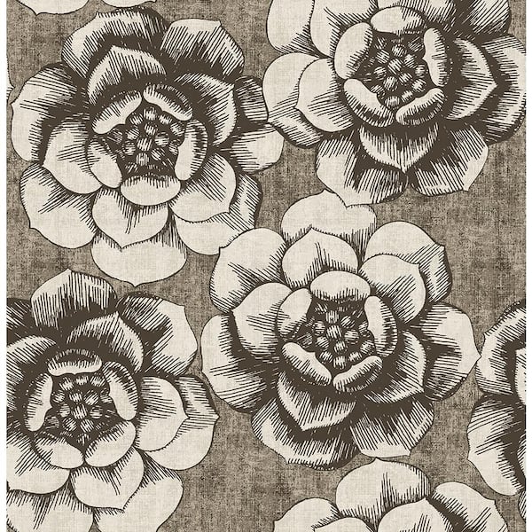 Fanciful Brown Floral Brown Wallpaper Sample