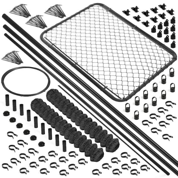 Black Vinyl Coated 5  ft. x 104  ft. Metal 9-Gauge Chain Link Fence-Complete Kit