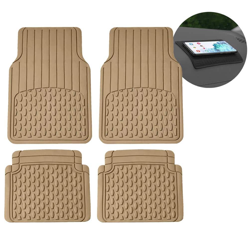 FH Group Universal Fit Two-tone Car Floor Mats Heavy Duty Rubber Full Set  4Pc - F11313PURPLE