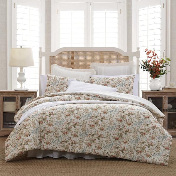 Laura Ashley Bramble Floral 3-Pcs Beige Cotton Full/Queen