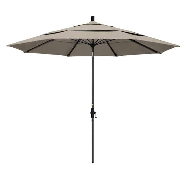 California Umbrella 11 ft. Fiberglass Collar Tilt Double Vented Patio Umbrella in Granite Olefin