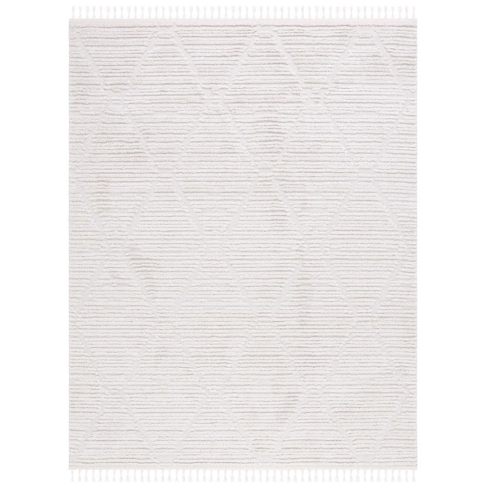 Beige Hand-Knotted Wool and Synthetic 8' x 10' Area Rug