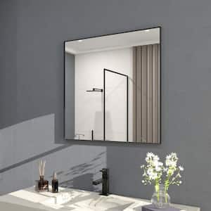Sight 30 in. W x 30 in. H Rectangular Framed Wall Bathroom Vanity Mirror in Matte Black