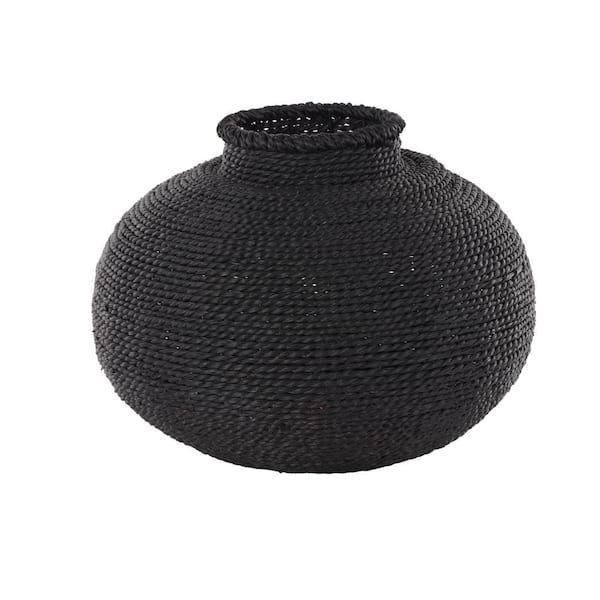Litton Lane Black Handmade Wrapped Pot Metal Decorative Vase