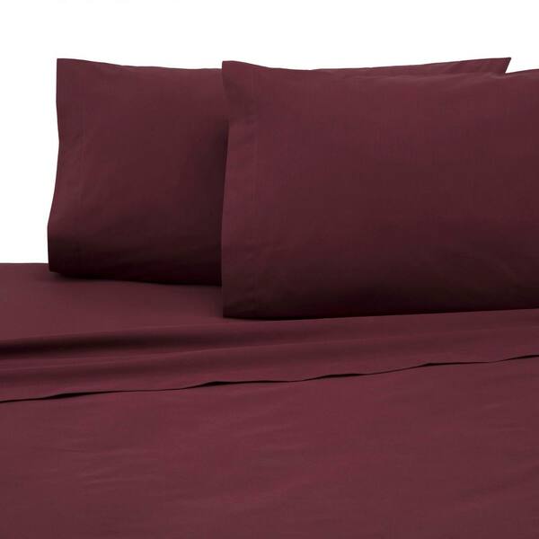 Martex 3-Piece Wine Solid 225 Thread Count Cotton Blend Twin Sheet Set