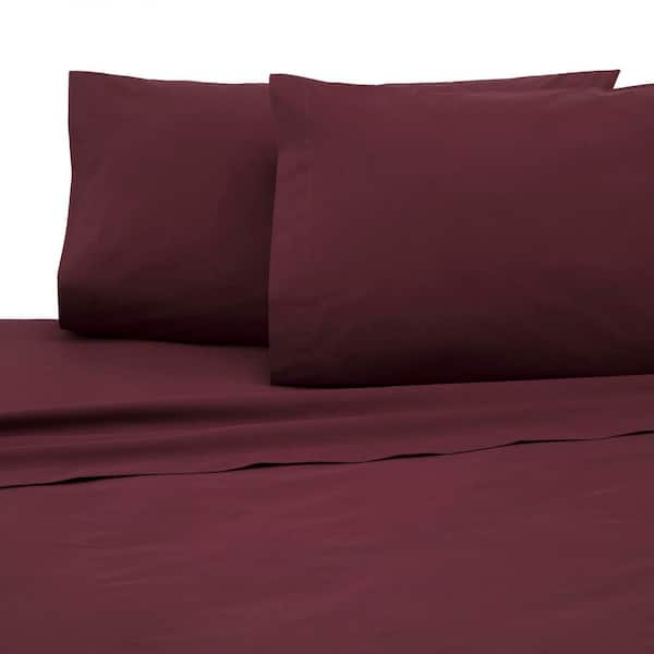 Martex 3-Piece Chocolate Solid 225 Thread Count Cotton Blend Twin Sheet Set