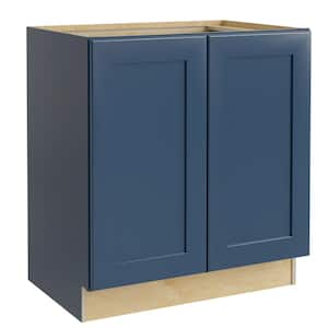 Newport Blue Painted Plywood Shaker Assembled Base Kitchen Cabinet FH Soft Close 27 in W x 24 in D x 34.5 in H