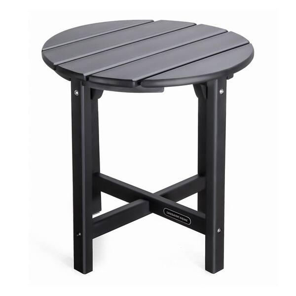 FORCLOVER Round Plastic Outdoor Adirondack Side Table in Black