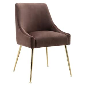 Trinity Coffee Upholstered Velvet Accent Chair With Metal Legs