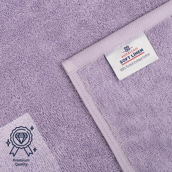 American Soft Linen Salem 6 Piece Bath Towel Set, 100% Turkish Combed Cotton, Purple