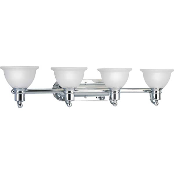 Progress Lighting Madison Collection 37-1/2 in 4-Light Polished Chrome Etched Glass Traditional Bath Vanity Light