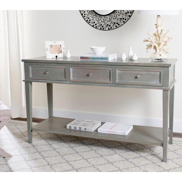 Safavieh Manelin 60 In Ash Gray, 60 Inch Console Table With Drawers