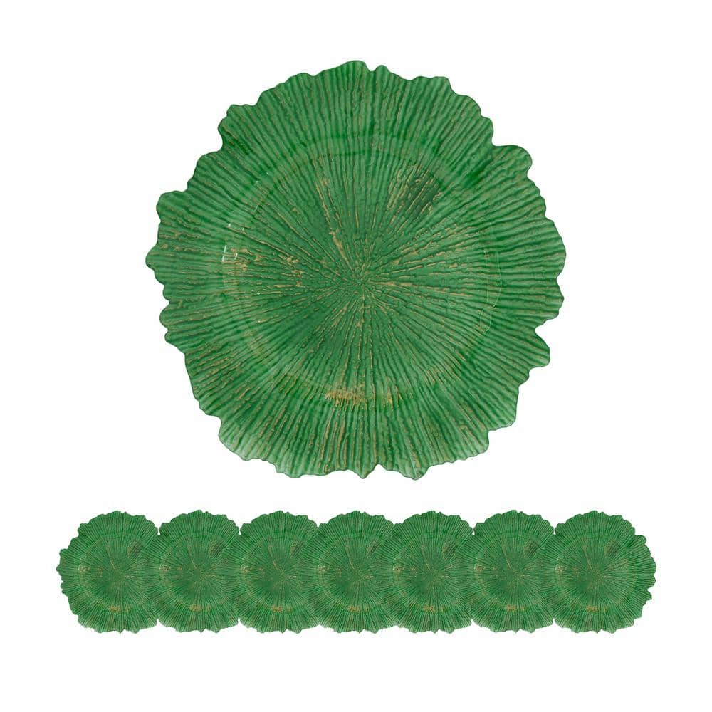 12.9 in. Reef Green Plastic Charger Plate for Dining Table or Events Decora