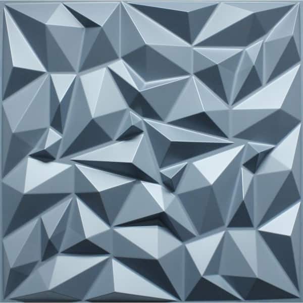 Falkirk Ross 2/25 in. x 19.7 in. x 19.7 in. Brilliant Silver PVC Diamond 3D Decorative Wall Panel