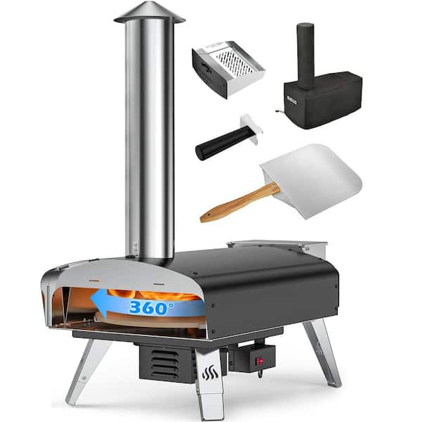 Hitechluxe Portable Wood Fired Pellet Outdoor Pizza Oven in Black (Tisserie W-Oven Series)