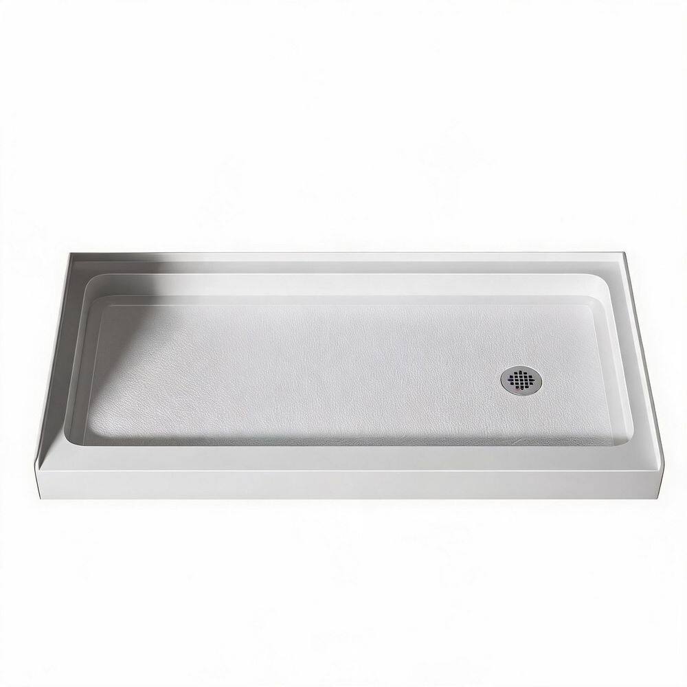 60 in. L x 30 in. W Alcove White Acrylic Shower Pan Base with Right Drain Non-Slip Surface Fiberglass Reinforced price history on PriceWatchPro