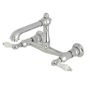 English Country 2-Handle Wall Mount Bathroom Faucet in Chrome