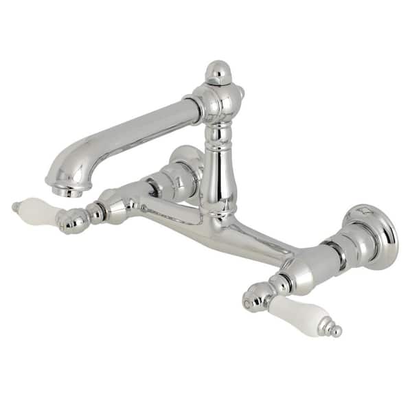Kingston Brass English Country 2-Handle Wall Mount Bathroom Faucet in Chrome
