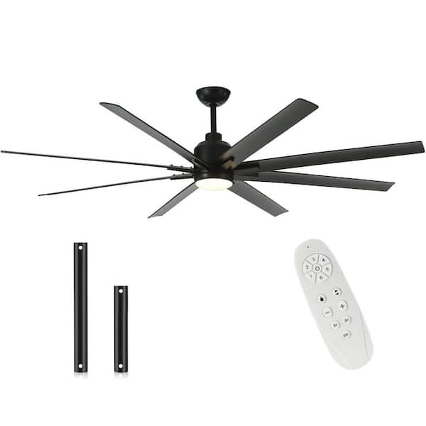 72 in. Integrated LED Indoor/Outdoor Black Windmill Ceiling Fan with DC Motor, Remote Control and type of Downrod Mount