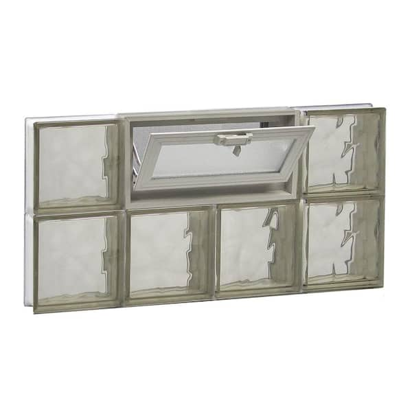 Clearly Secure 31 in. x 15.5 in. x 3.125 in. Frameless Wave Pattern Vented Bronze Glass Block Windoww