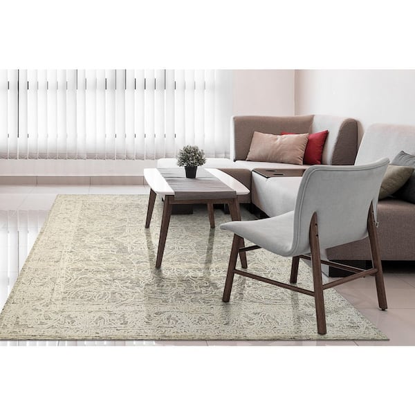 Darcy Ivory/Taupe 8 ft. x 10 ft. Oriental Area Rug