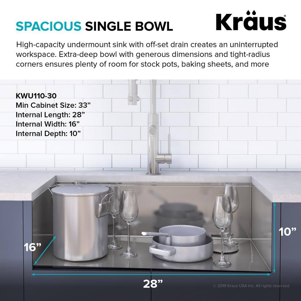 Kore 30-Inch Stainless Steel Workstation Kitchen Sink with Garbage Disposal