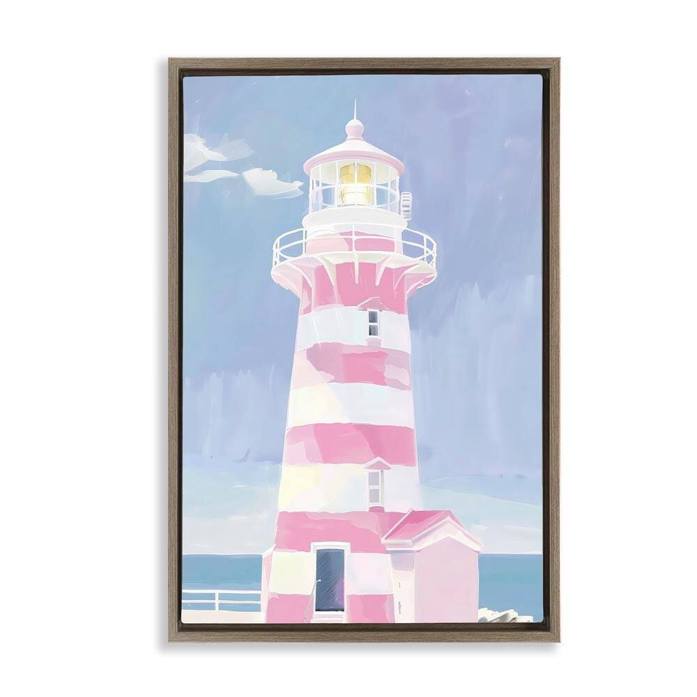 Muted Coastal Lighthouse by Arlington Prints Brown Floater Frame Nature Graphic Art Print 31 in. x 21 in. price history on PriceWatchPro