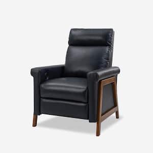 Laura 28.75 Wide Navy Genuine Leather Power Recliner with Solid Wood Frame