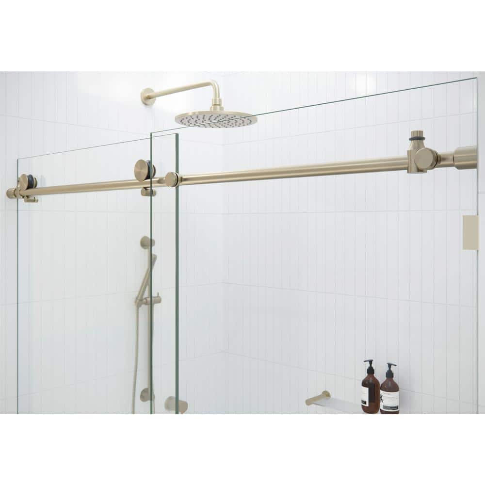 Eclipse Bronze Frameless Sliding Shower Door with Tempered Glass