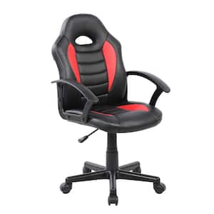 Black and Red PU Leather Adjustable Seat Height Swivel Kid's and Student Racing Gaming Office Chair with Arms