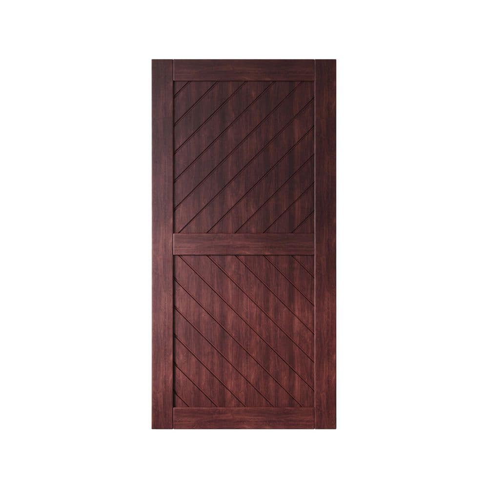 XT3 36 in. x 80 in. C-Panel Solid Core Red Mahogany Slanted Stripe Design Pine Wood Interior Sliding Barn Door Slab price history on PriceWatchPro