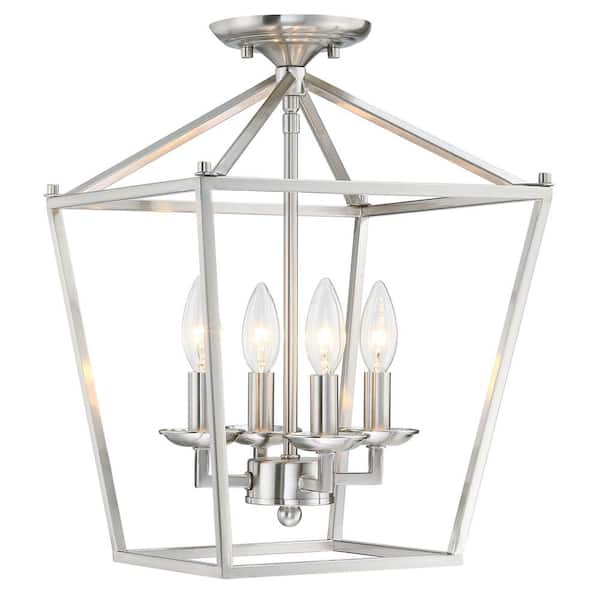 Hukoro FM 4-Light 12-in Brushed Nickel Semi Flush Mount Light