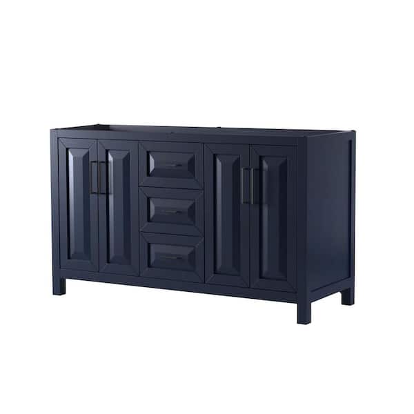 Wyndham Collection Daria 59 in. W x 21.5 in. D x 35 in. H Double Bath Vanity Cabinet without Top in Dark Blue