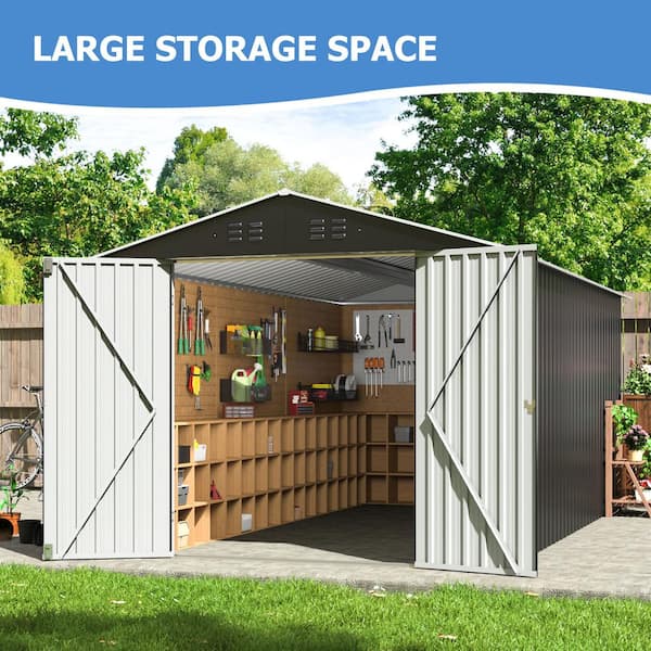VIWAT 8 ft. W x 12 ft. D Metal Outdoor Storage Shed with Lockable