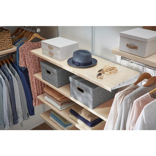 Stacked Wood and Metal Shelves in Walk In Closet - Transitional - Closet