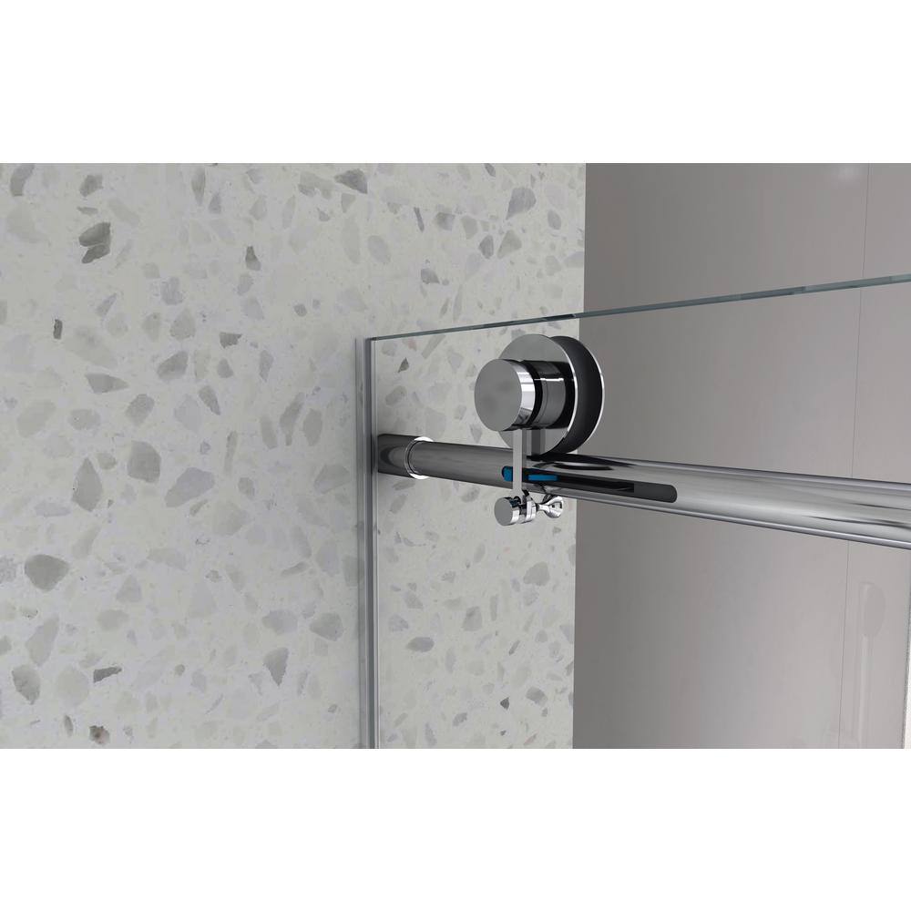 48" x 76" Frameless Chrome Sliding Shower Door with Clear Glass