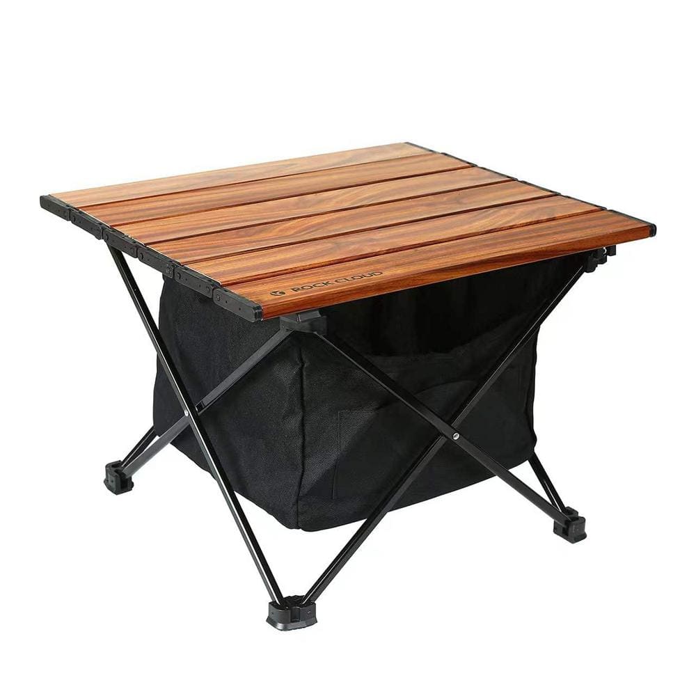 Portable Camping 14 in. Woodgrain Rectangle Aluminum Picnic Tables Seats 2-