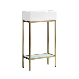 Pierre 19.5 in. W x 9.4 in. D Bathroom Vanity in Gold with Ceramic Vanity Top in White with White Basin