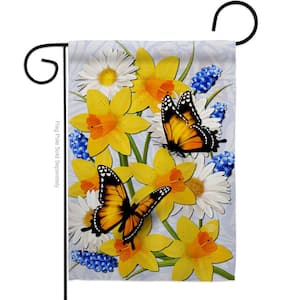 13 in. x 18.5 in. Daffodil and Butterflies Garden Flag Double-Sided Garden Friends Decorative Vertical Flags