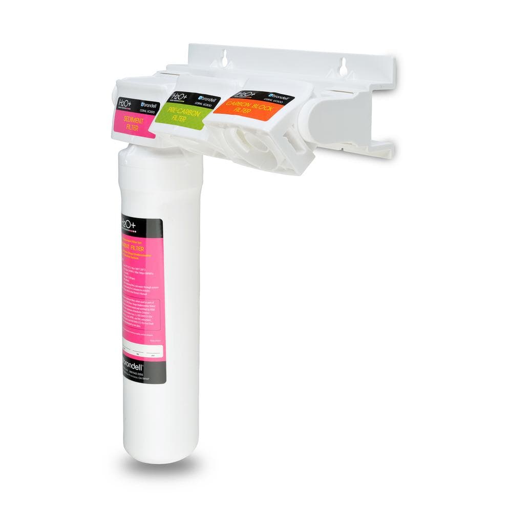 H2O+ Coral Three-Stage Undercounter Water Filtration System with Chrome Faucet