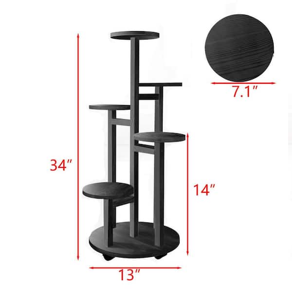 5-Tier Black Wood Plant Stand(13 in. H W x 34 in. H) L09VZWZ572