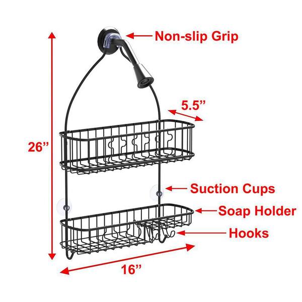 Dracelo Metal Black Hanging Shower Caddy, Over Head Shower Caddy Rustproof  with hooks for Towels, Sponge and more B09GPDZYZD - The Home Depot