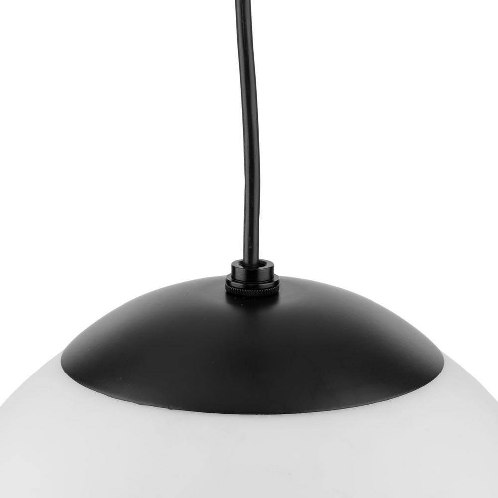Atwell Matte Black and Opal Glass Globe Pendant Light
